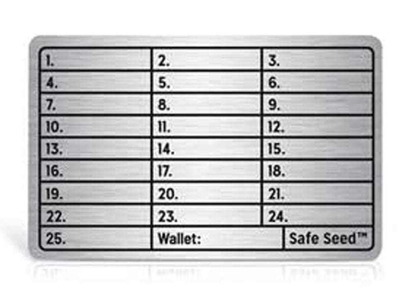 Safe Seed Metal Wallet Titanium Edition 12-25 Word Recovery Passphrase  Stamp Plate Cold Storage Bitcoin Ethereum ETH Cardano XRP Litecoin Dogecoin