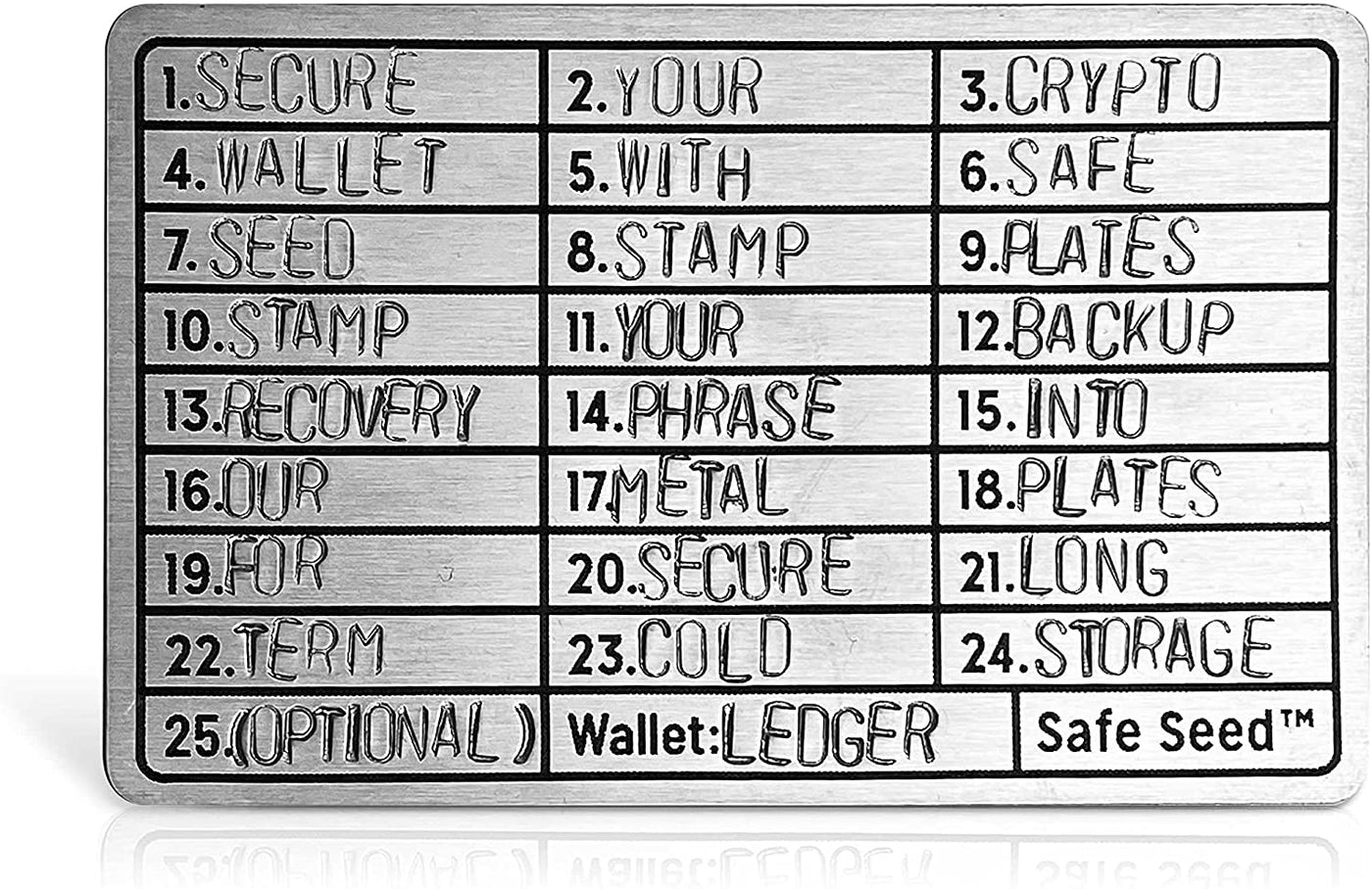 2 Pack Metal Wallet Stainless Steel Edition Metal Stamp Plate 12-25 Word Recovery Phrase Crypto Seed Storage