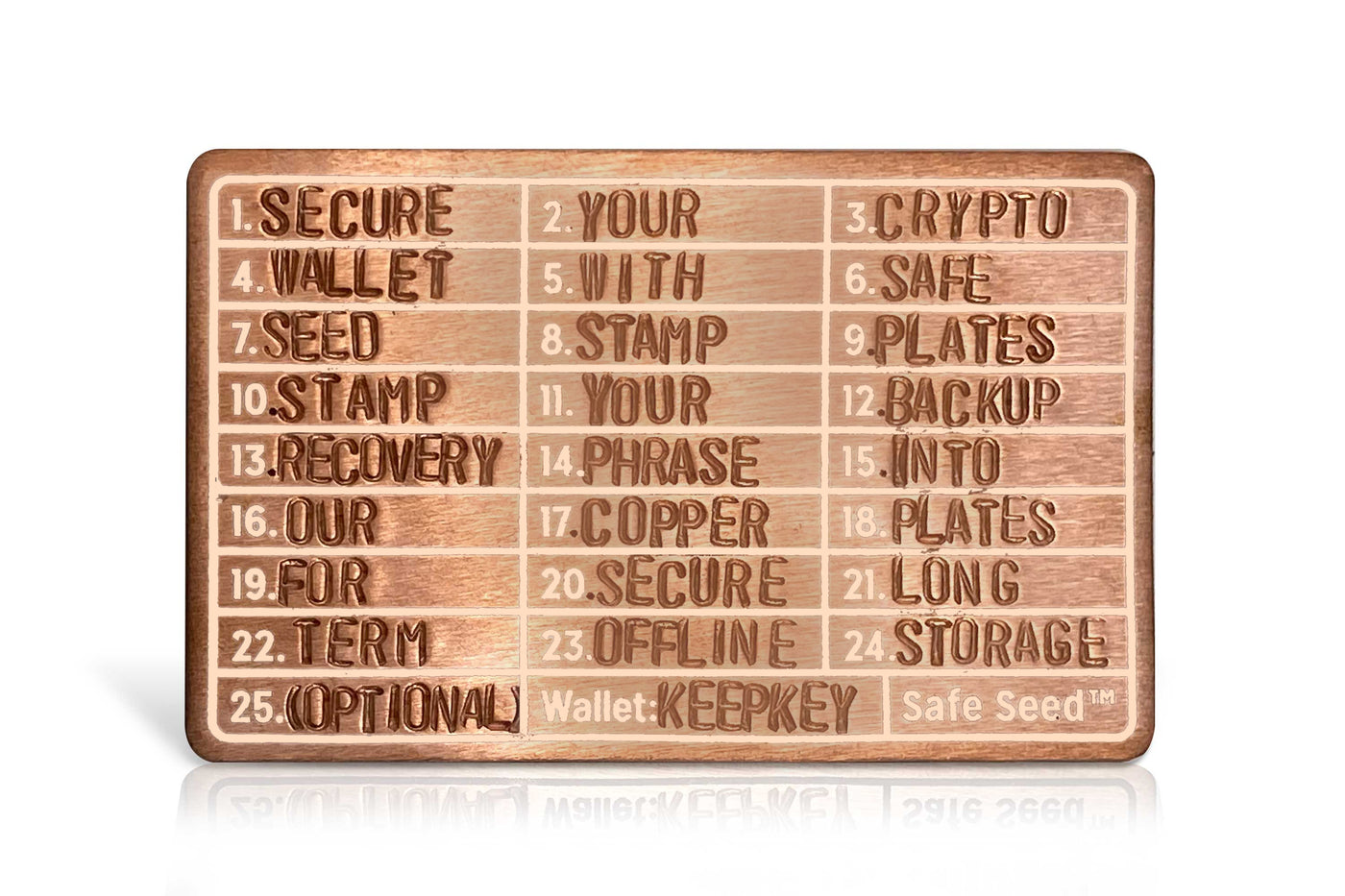 3 Pack Crypto Metal Wallet Stamp Plate Copper Edition 12-25 Word Recovery Passphrase Crypto Seed Storage