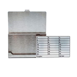 Metal Wallet .999 Pure Silver Edition 12-24 Word Recovery Passphrase Stamp Plate